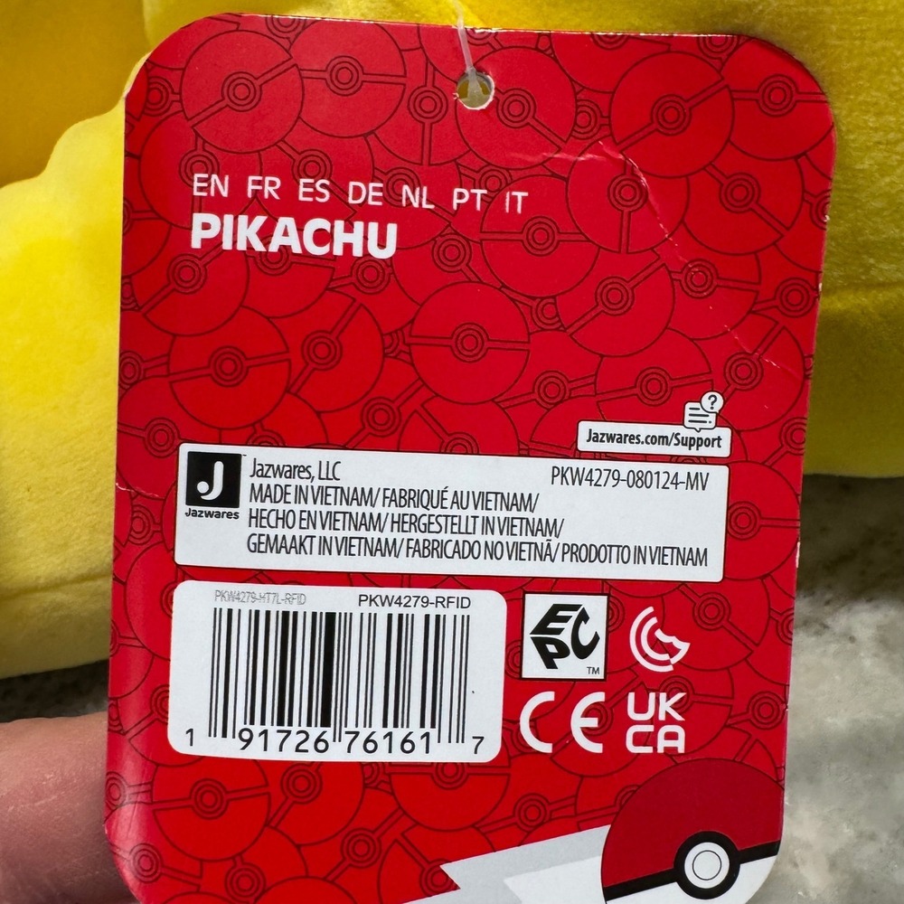 Pokemon Pikachu Sleeping Plush 18" Jazwares PKW4279 Yellow Stuffed Animal NWT - Picture 6 of 10